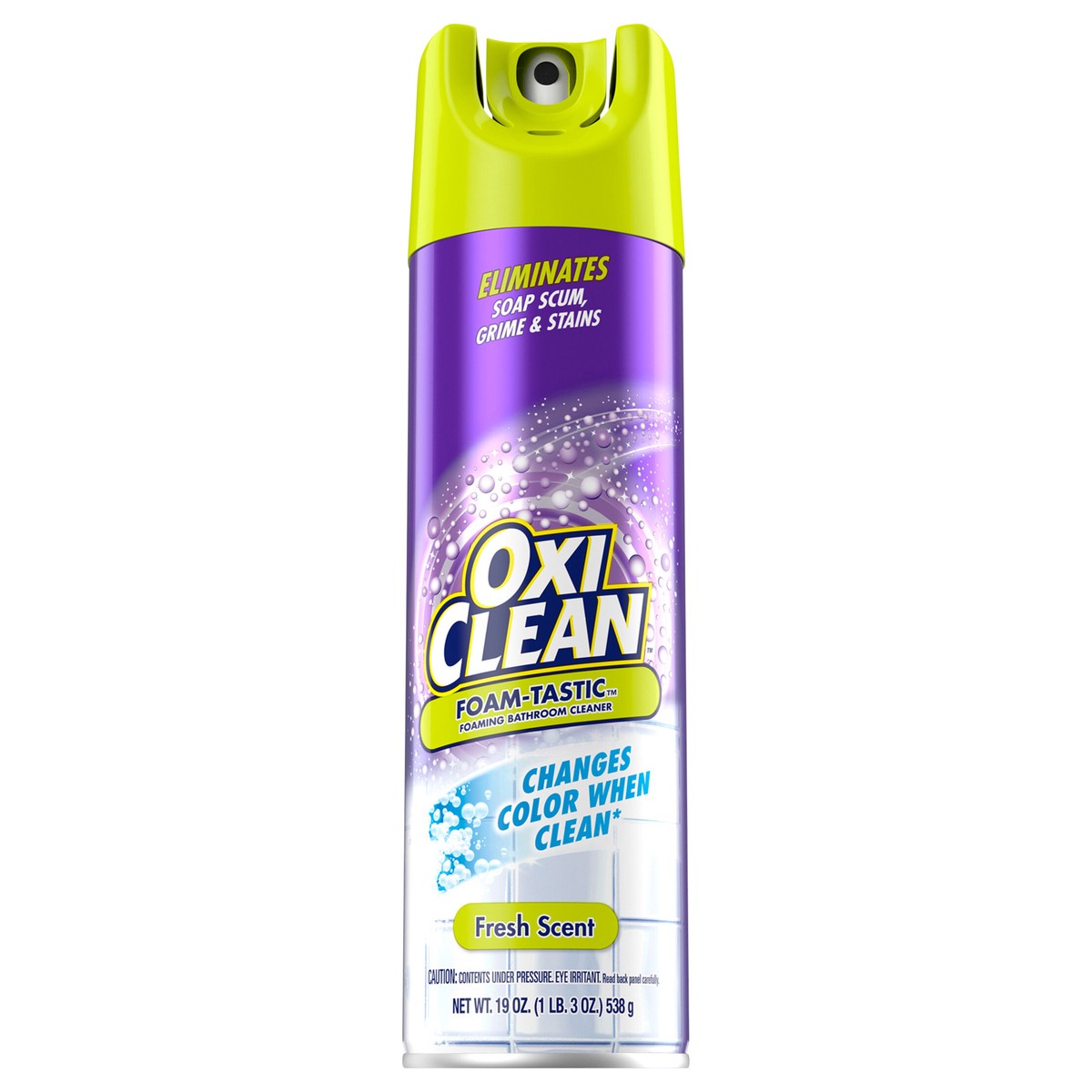 slide 1 of 9, Oxi-Clean Foam-Tastic™ Foaming Bathroom Cleaner, Fresh Scent, 19 oz Spray Can, Eliminates Soap Scum, Grime and Stains, 19 oz