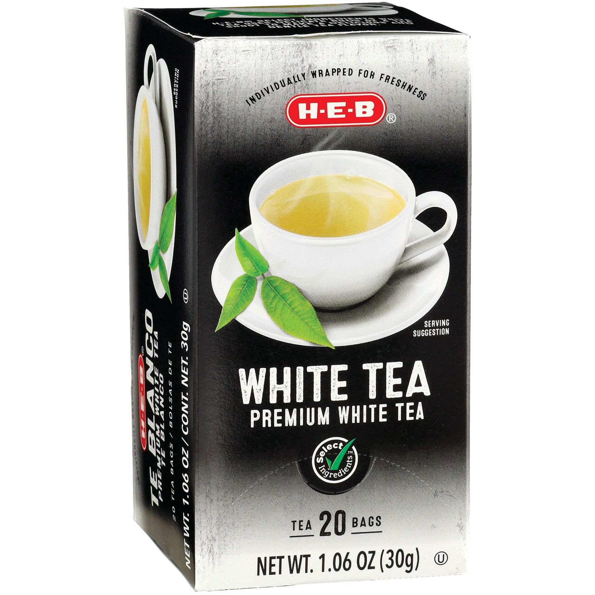 slide 1 of 1, H-E-B Premium White Tea Bags - 20 ct, 20 ct