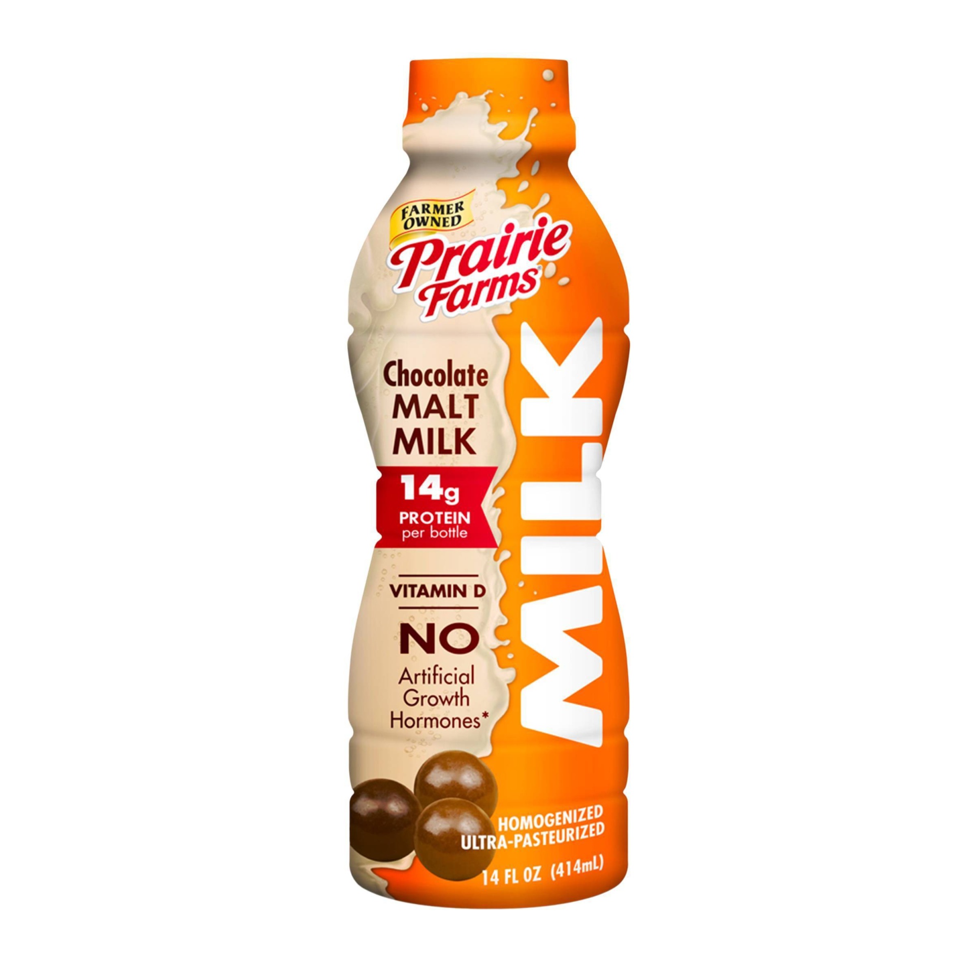 slide 1 of 1, Prairie Farms Malt Milk, Chocolate, Bottle, 14 fl oz