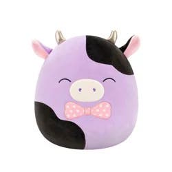 Squishmallows 12" Purple and Black Cow With Closed Eyes and Bowtie
