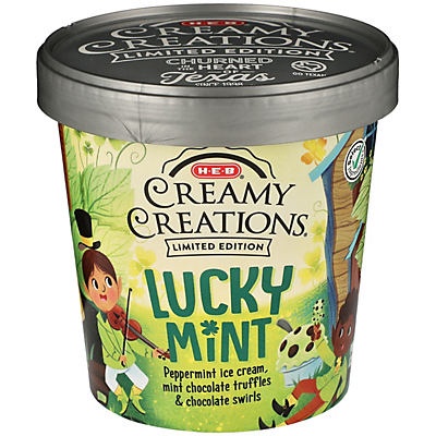 slide 1 of 1, H-E-B Select Ingredients Creamy Creations Lucky Mint Limited Edition Ice Cream, 1 pint