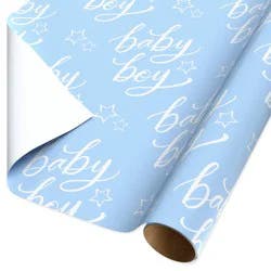 American Greetings Baby Boy Shower Wrapping Paper, 20 sq ft