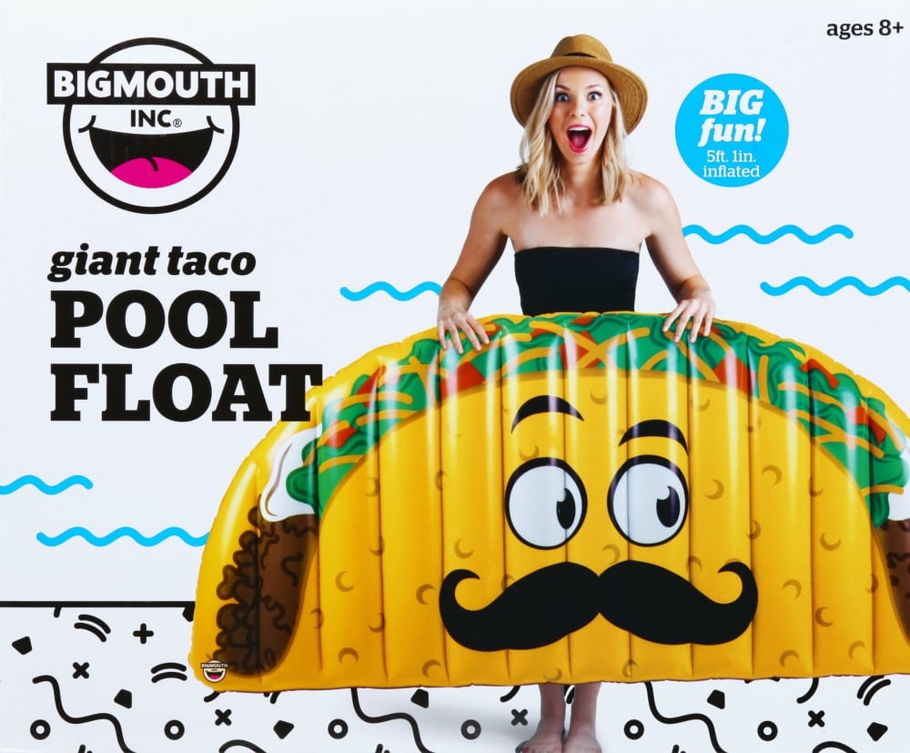 slide 1 of 1, Big Mouth Toys Taco Pool Float - Yellow, 61 in x 30 in