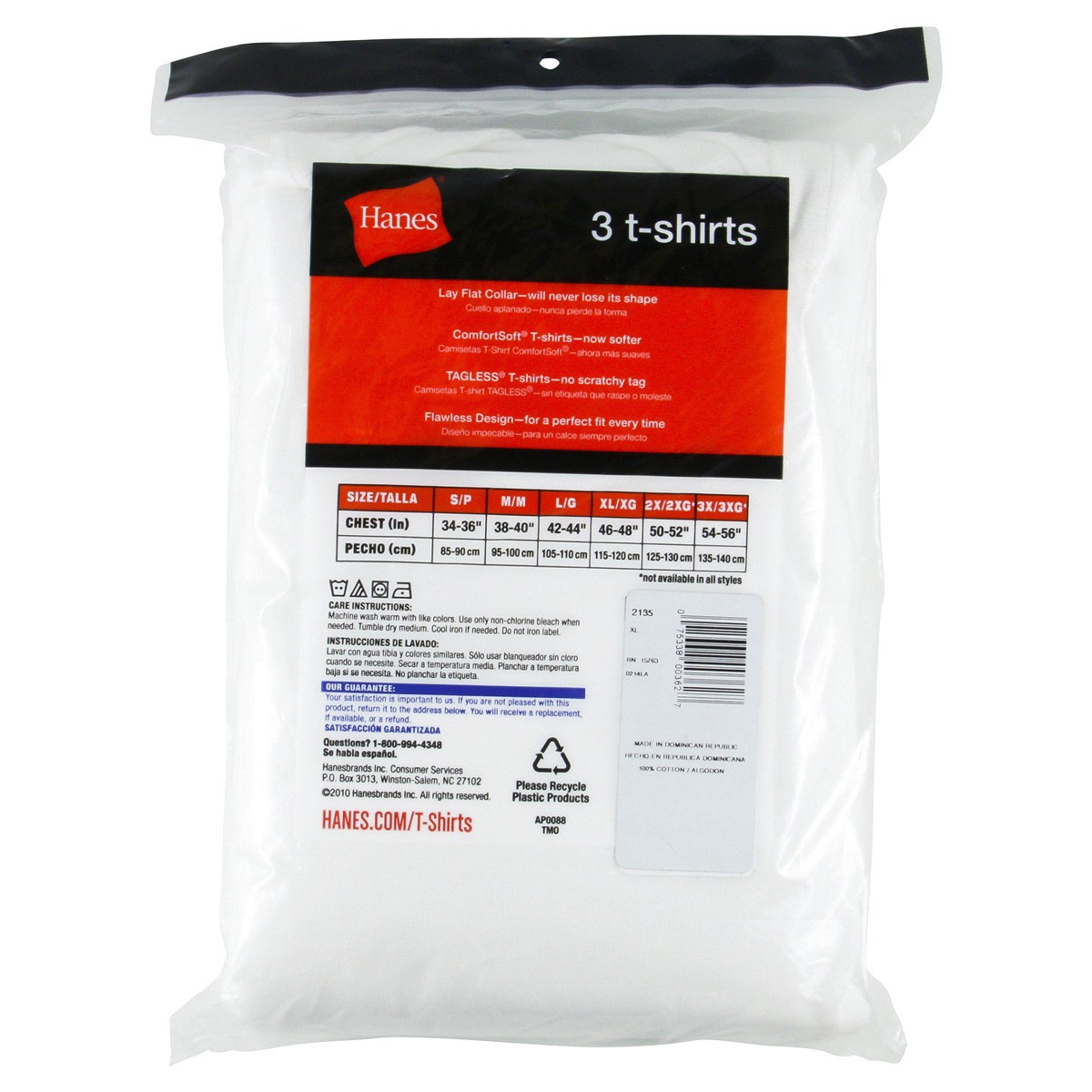 slide 5 of 5, Hanes Men's White TAGLESS Crewneck Undershirt White, X-Large, 3 ct