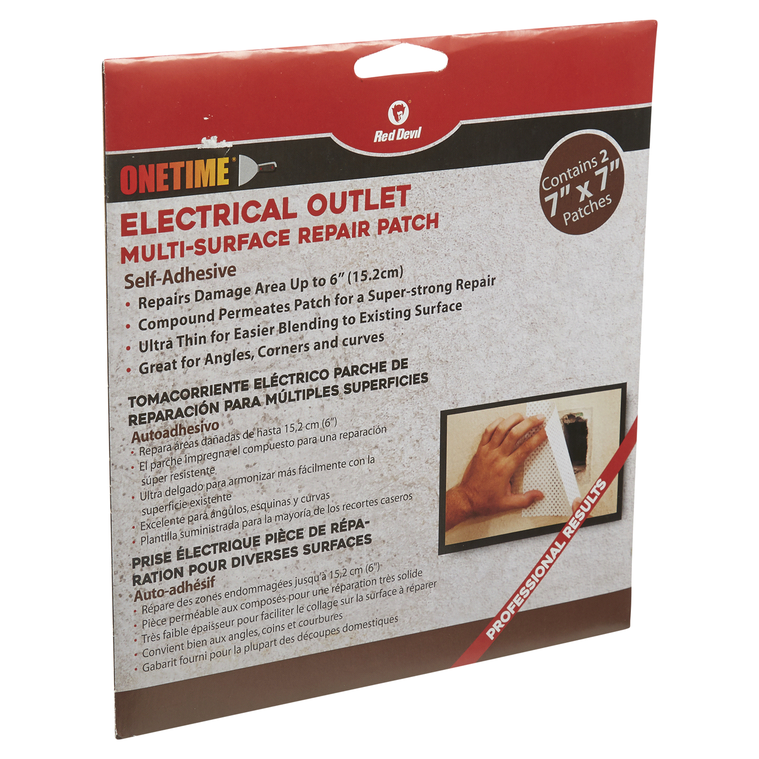 slide 4 of 5, Red Devil of ONETIME Electrical Outlet Multi-Surface Repair Patch, 2 ct