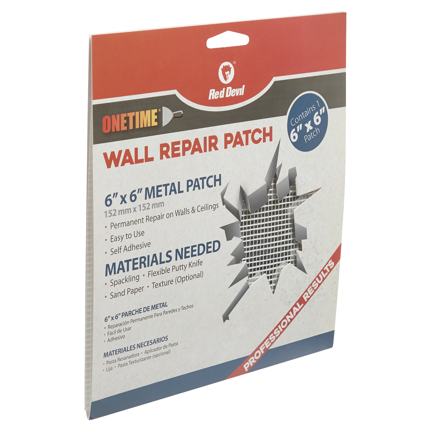 slide 4 of 5, Red Devil 6" x 6" ONETIME Wall Repair Patch, 6 in