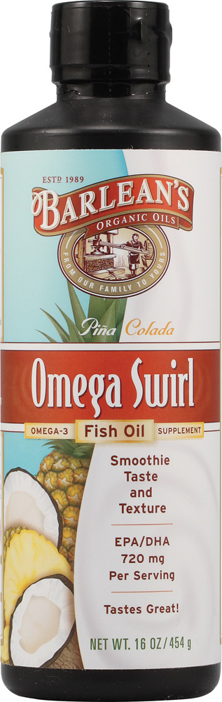 slide 1 of 1, Barlean's Fish Oil Omega Swirl Pina Cola, 16 fl oz