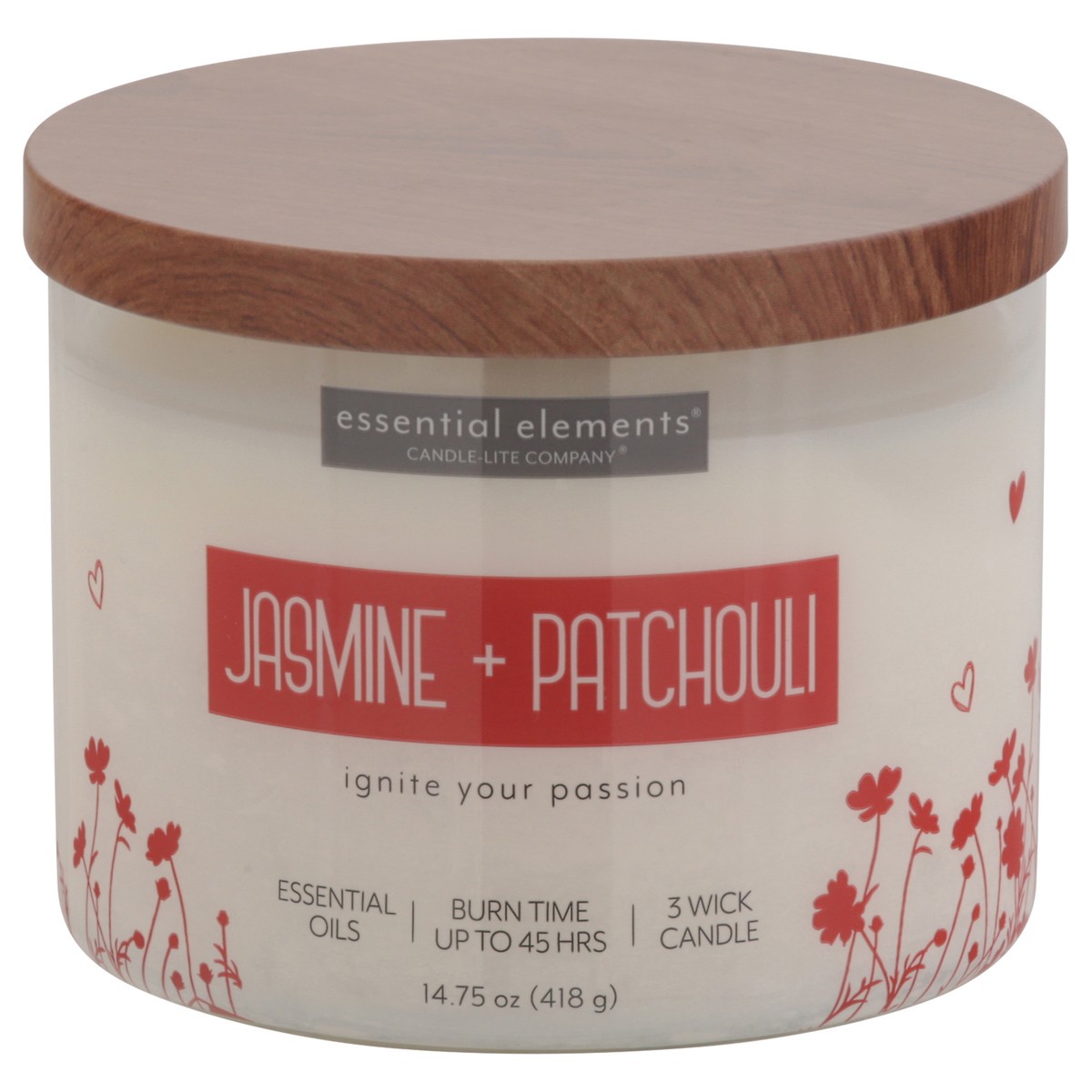 slide 1 of 9, Essential Elements Jasmine + Patchouli Candle 1 ea, 1 ct