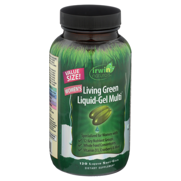 slide 1 of 1, Irwin Naturals Women's Living Green Liquid Gel-Multi Soft-Gels, 120 ct