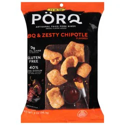 PorQ Artisanal Fried BBQ & Zesty Chipotle Flavored Pork Rinds 2 oz