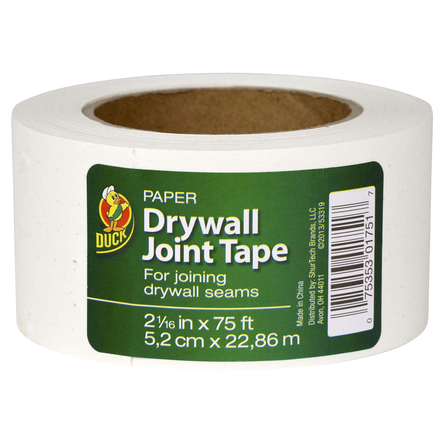 slide 1 of 1, Duck Brand Paper Drywall Joint Tape, 2.06 in. x, 75 ft