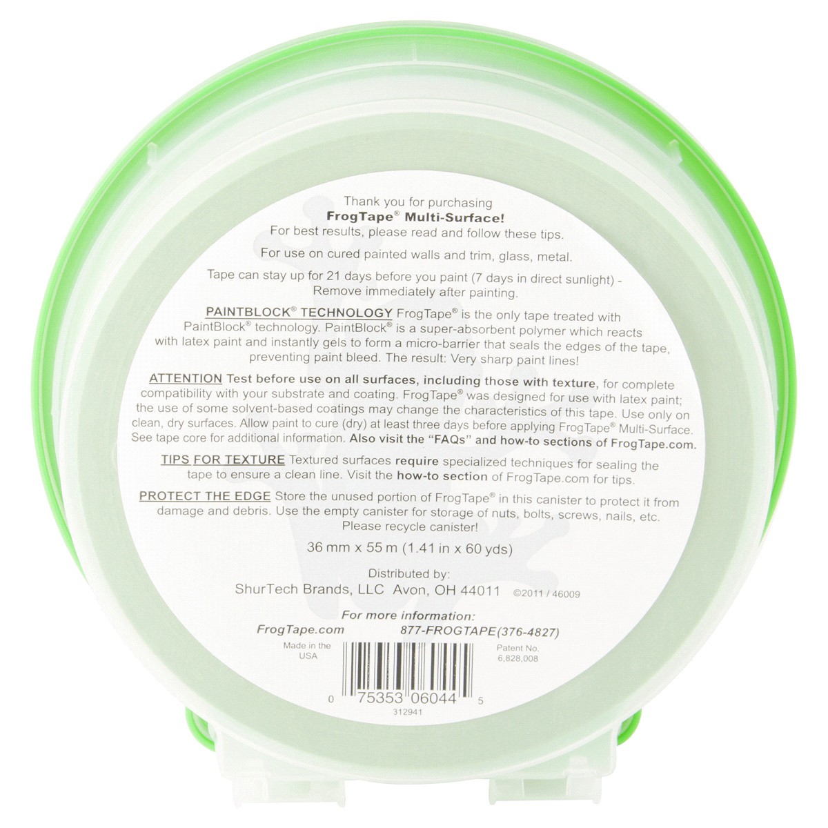 slide 2 of 2, Duck FrogTape Multi-Surface Painting Tape, Green, 1.41 in. x 60 yd., 1 ct