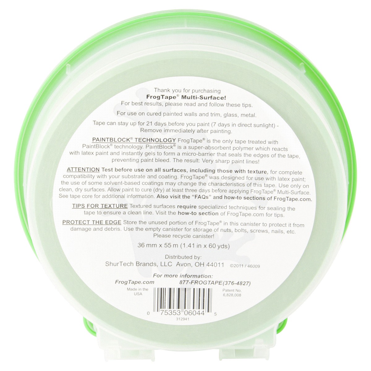 slide 3 of 5, Duck FrogTape Multi-Surface Painting Tape, Green, 1.41 in. x 60 yd., 1 ct