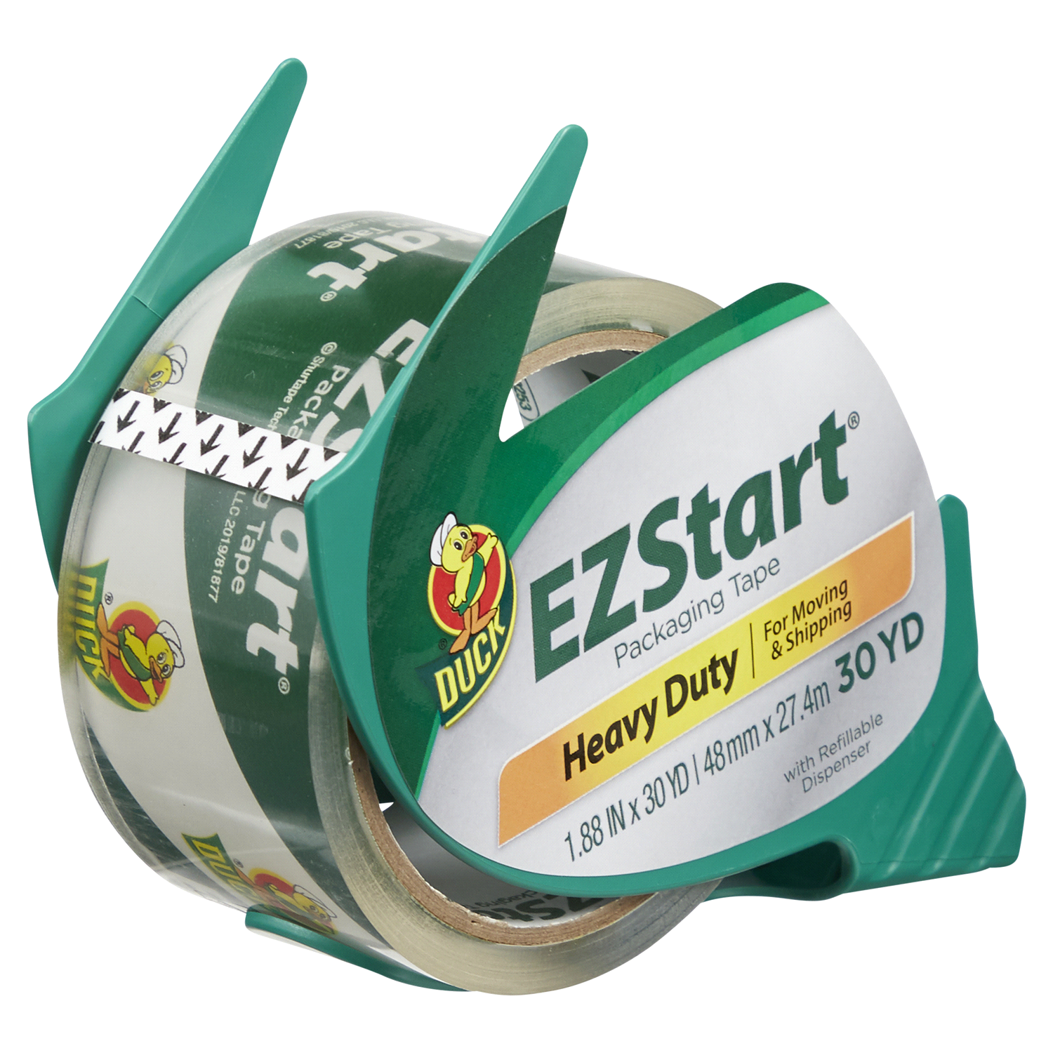 slide 4 of 5, Duck Brand EZ Start Packaging Tape and Refillable Dispenser, 1 ct