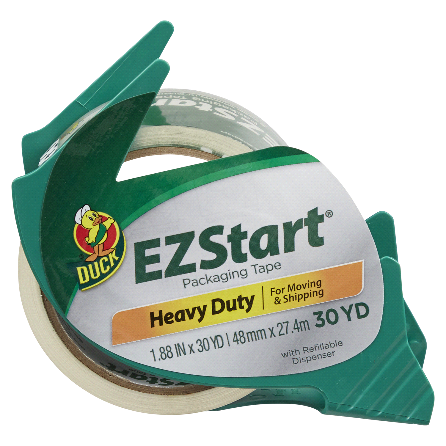 slide 1 of 5, Duck Brand EZ Start Packaging Tape and Refillable Dispenser, 1 ct