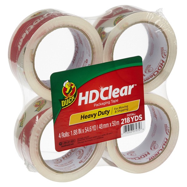 slide 3 of 29, Duck Heavy Duty Packaging Tape - Clear, 4 ct