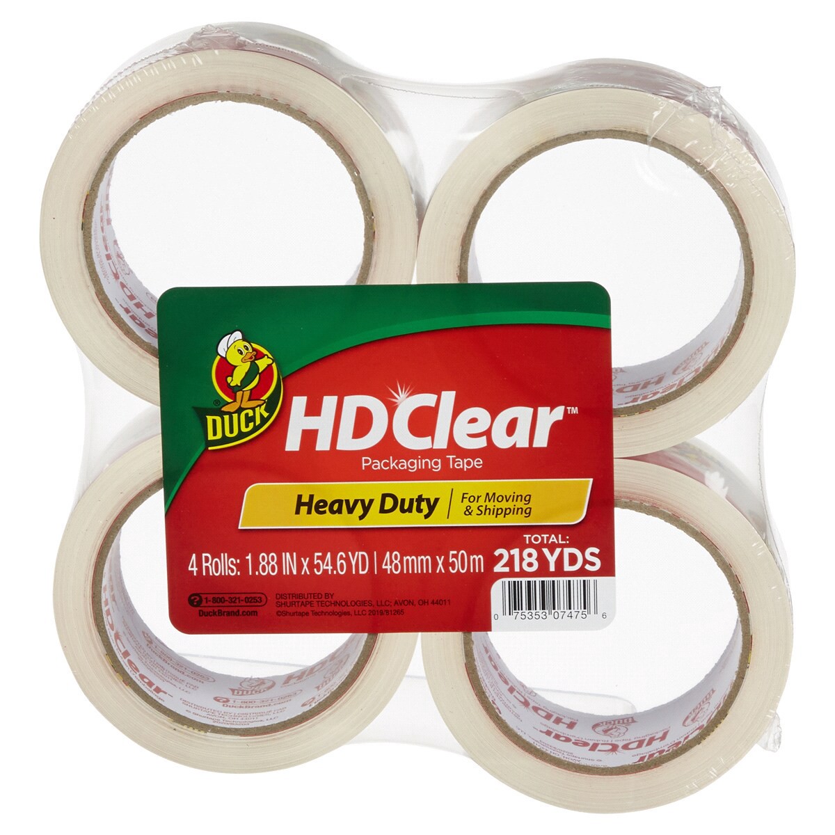 slide 1 of 5, Duck Heavy Duty Packaging Tape - Clear, 4 ct