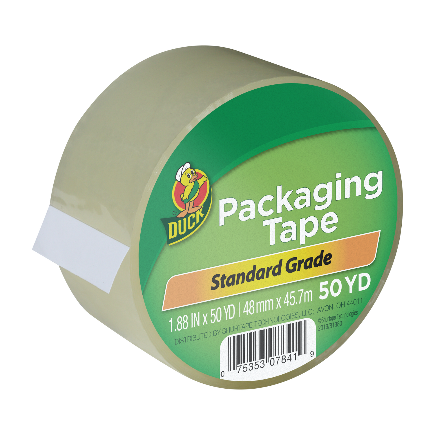 slide 1 of 1, Duck Standard 1.88In X 50Yd Transparent Packaging Tape, 1 ct