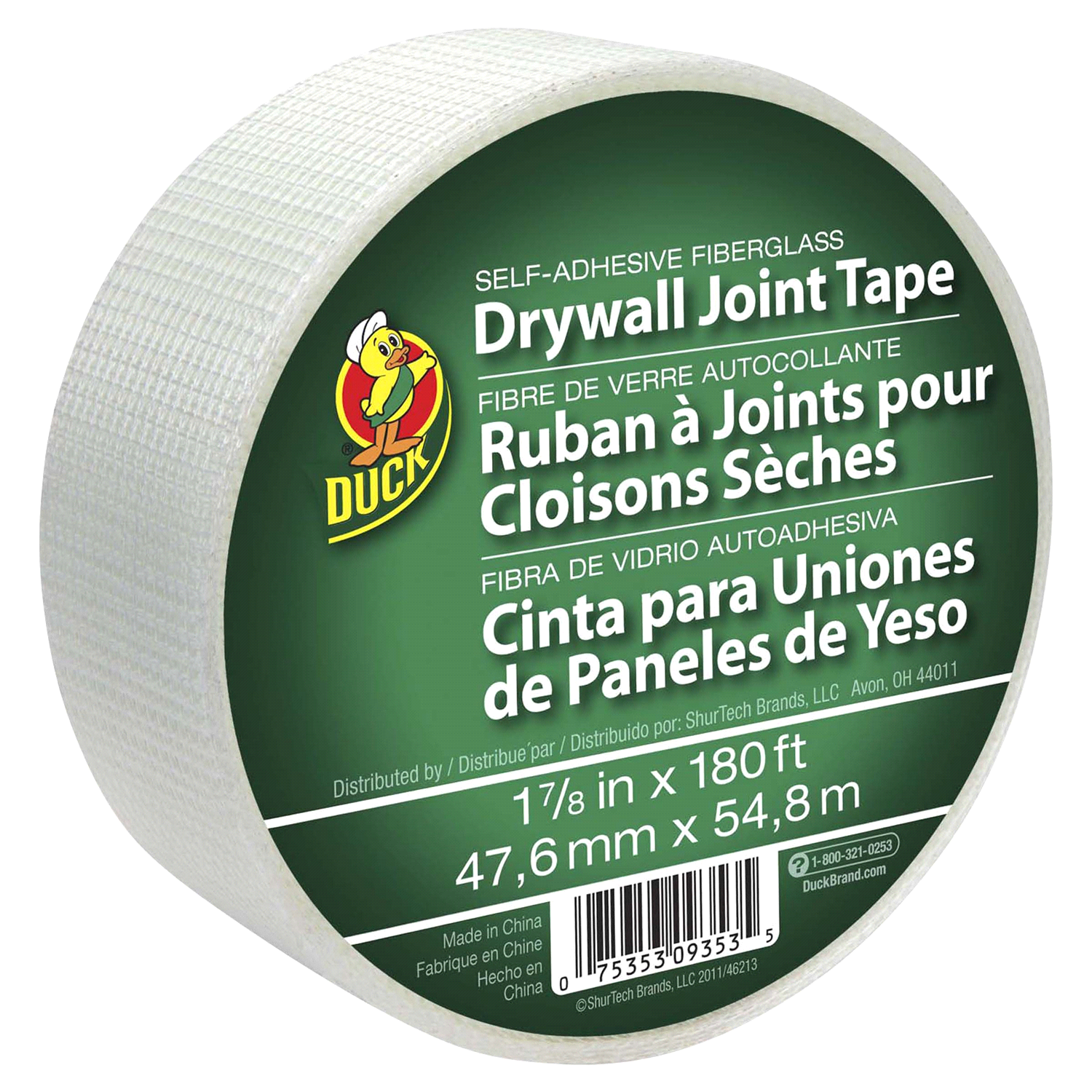 slide 1 of 2, Duck Brand Self-Adhesive Fiberglass Drywall Joint Tape, 1.88 in. x, 180 ft