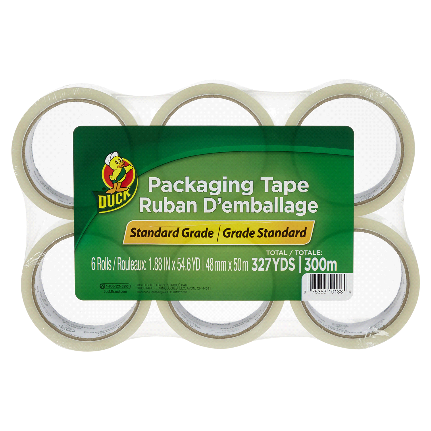 slide 1 of 5, Duck Brand Packaging Tape, 1.88-Inch x 54.6 Yards, 6 Rolls Clear, 6 ct; 1.88 in x 54.6 in
