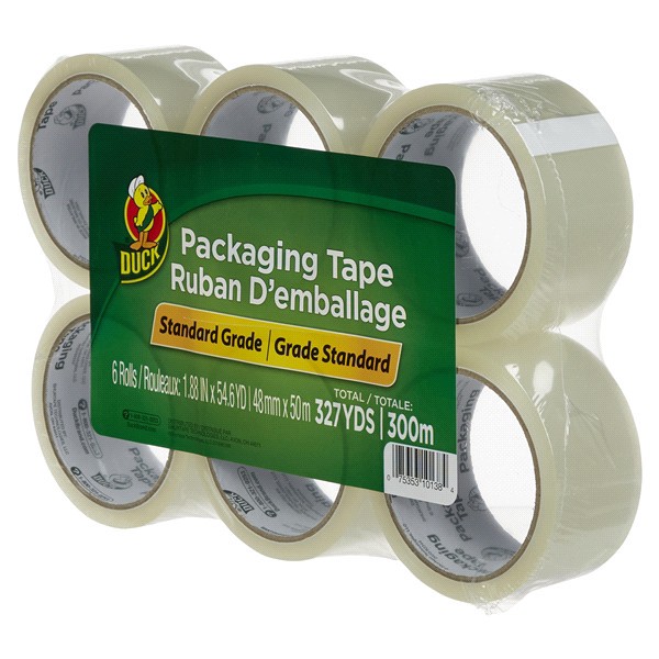 slide 4 of 29, Duck Brand Packaging Tape, 1.88-Inch x 54.6 Yards, 6 Rolls Clear, 6 ct; 1.88 in x 54.6 in