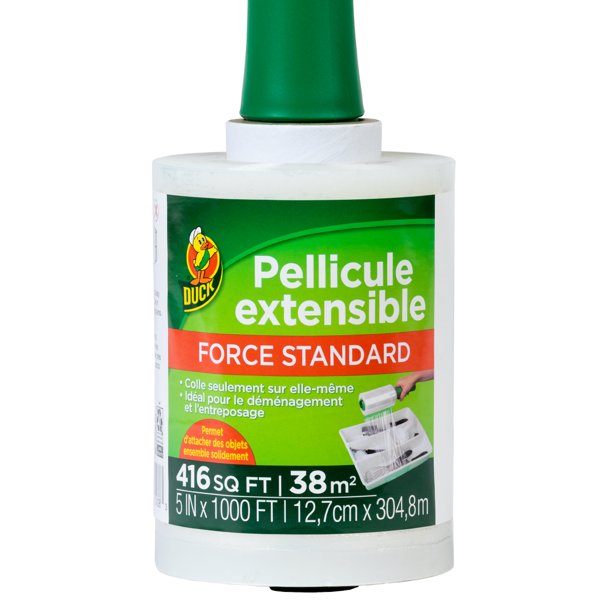 slide 1 of 1, Duck Brand 5In X Stretchwrap Spin Handle, 1000 ft