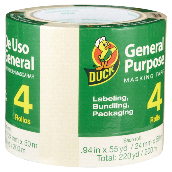 slide 7 of 29, Duck General Purpose Masking Tape, 4 ct