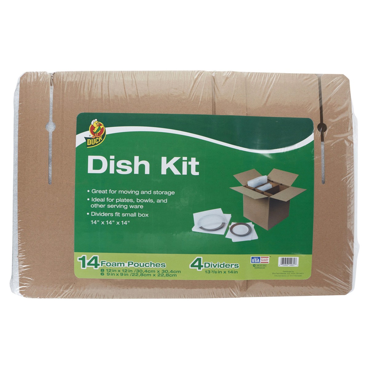 slide 1 of 1, Duck Brand Dish Kit, 14 Reusable Pouches and 4 Corrugate Dividers (Box Not Included), 1 ct