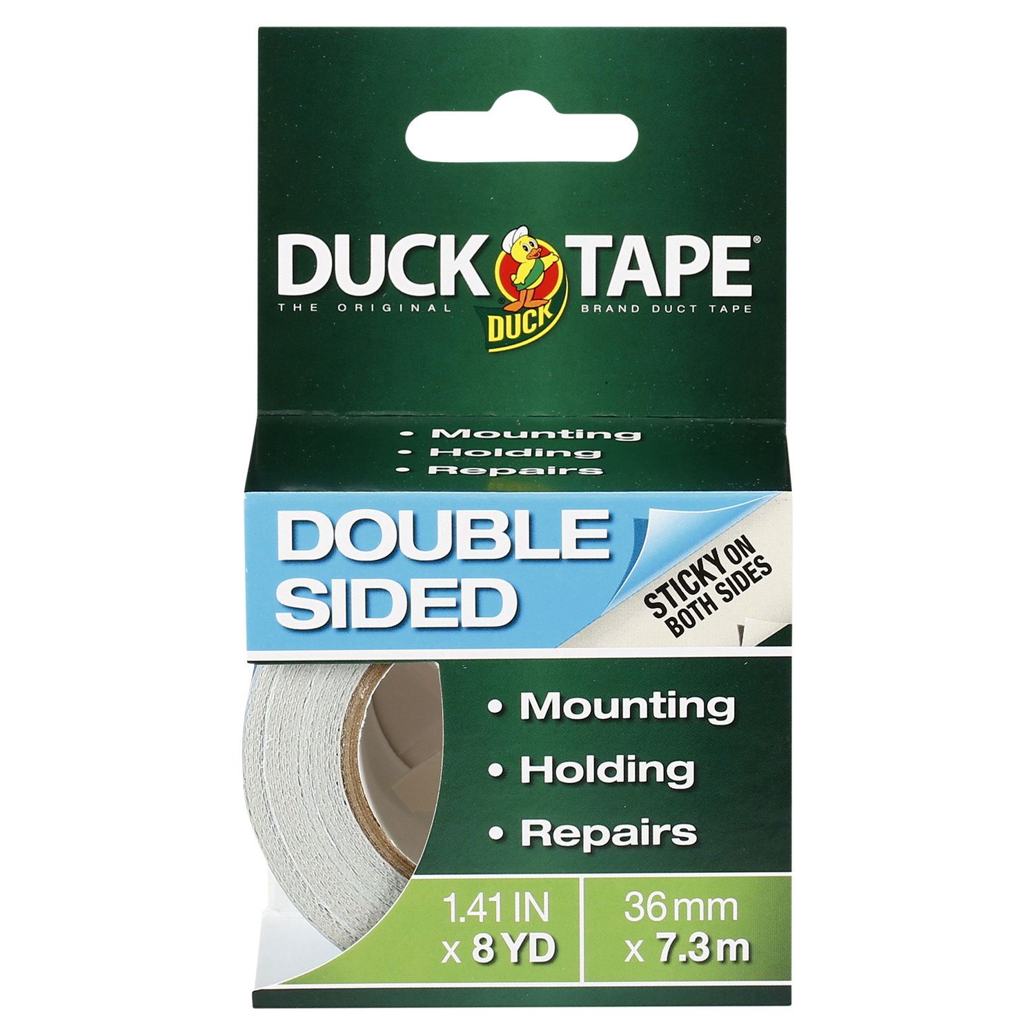 slide 1 of 2, Duck Double Sided Duck Tape Brand Duct Tape - White, 1.41 in. x 8 yd, 1 ct