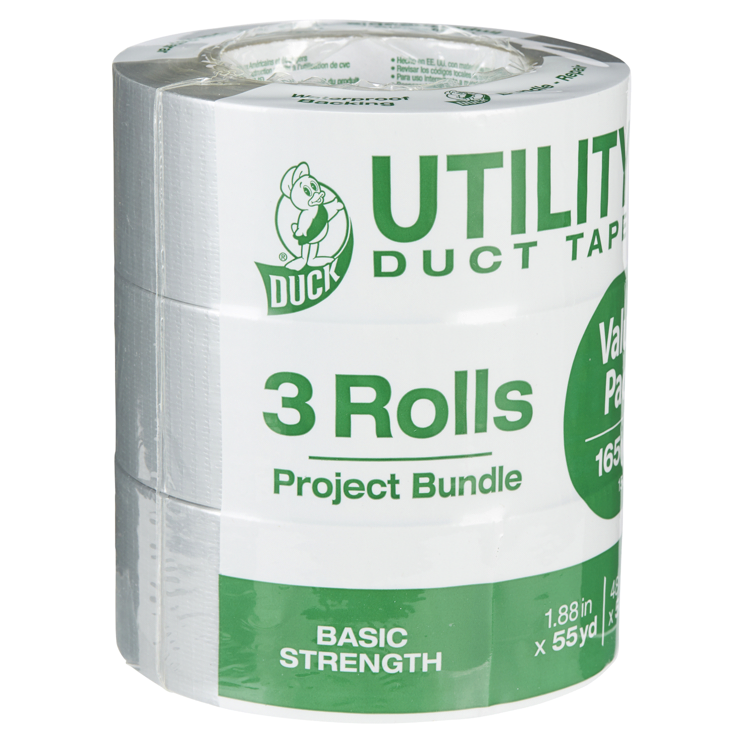 slide 4 of 5, Utility Duck Tape Brand Duct Tape - Silver, 1.88 in. x 55 yd., 3 ct