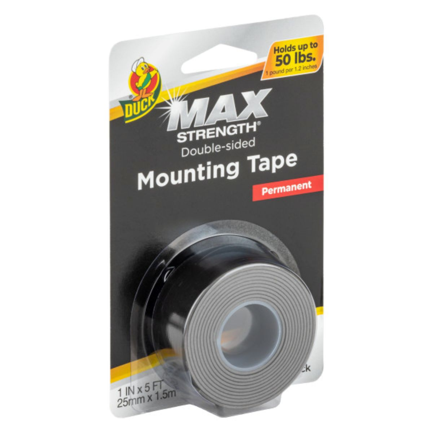 slide 2 of 2, T REX Duck Max 1in x 60in Black Mounting Tape, 1 ct