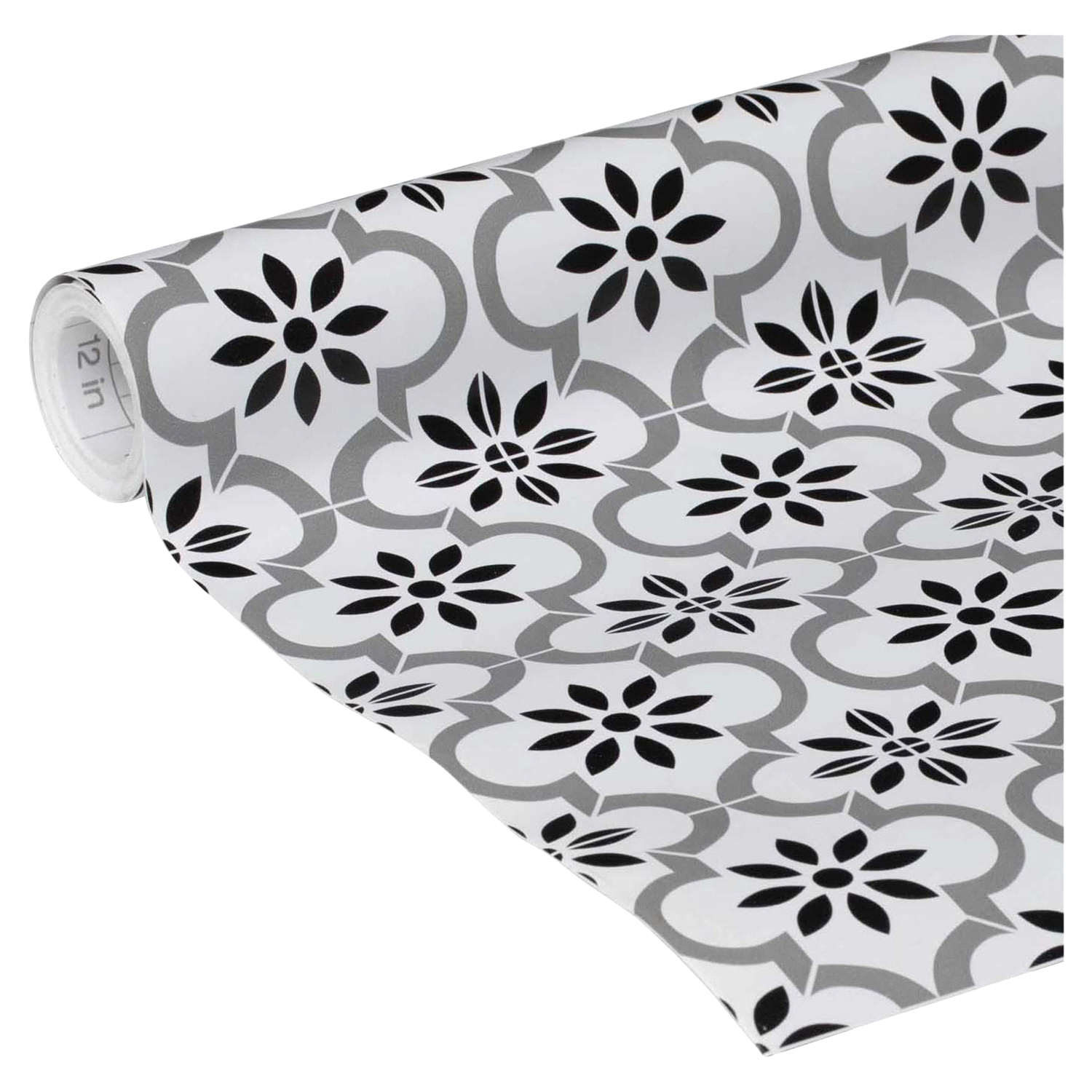 slide 3 of 3, Duck EasyLiner Adhesive Laminate, Black and White Tile, 20 in. x, 15 ft