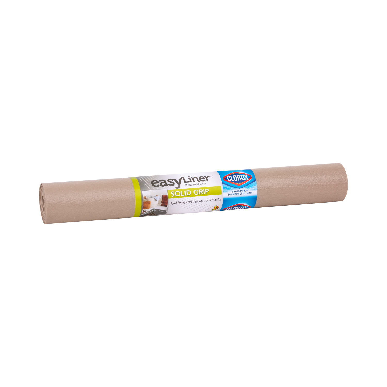 slide 1 of 2, Solid Grip EasyLiner Brand Shelf Liner with Clorox - Taupe, 20 in. x, 6 ft