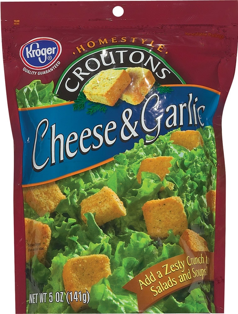 slide 1 of 1, Kroger Cheese & Garlic Homestyle Croutons, 5 oz