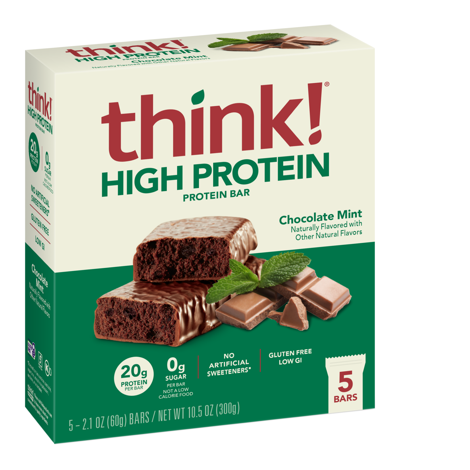 slide 1 of 2, think! High Protein Thin Mints Protein Bar 5 - 2.1 oz Bars, 5 ct
