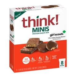 think! Girl Scouts Chocolate Peanut Butter Protein Snack Bar Minis, 8 - 0.92 oz Bars