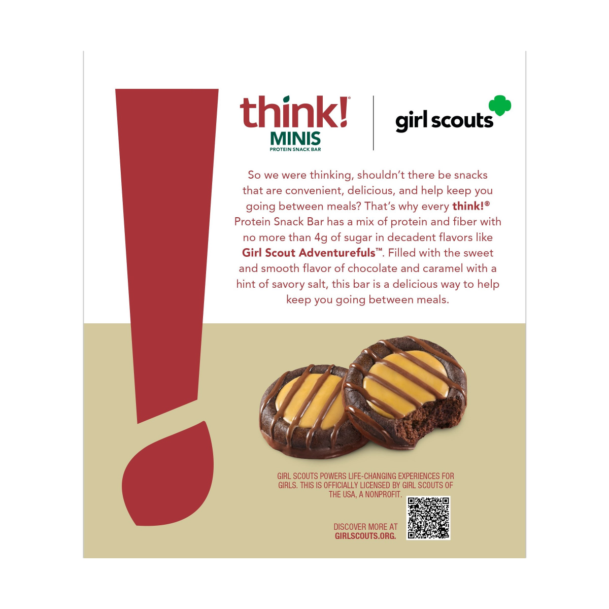 slide 2 of 2, think! Girl Scouts Adventurefuls Minis Protein Snack Bar 8 - 0.92 oz Bars, 8 ct, 7.34 oz