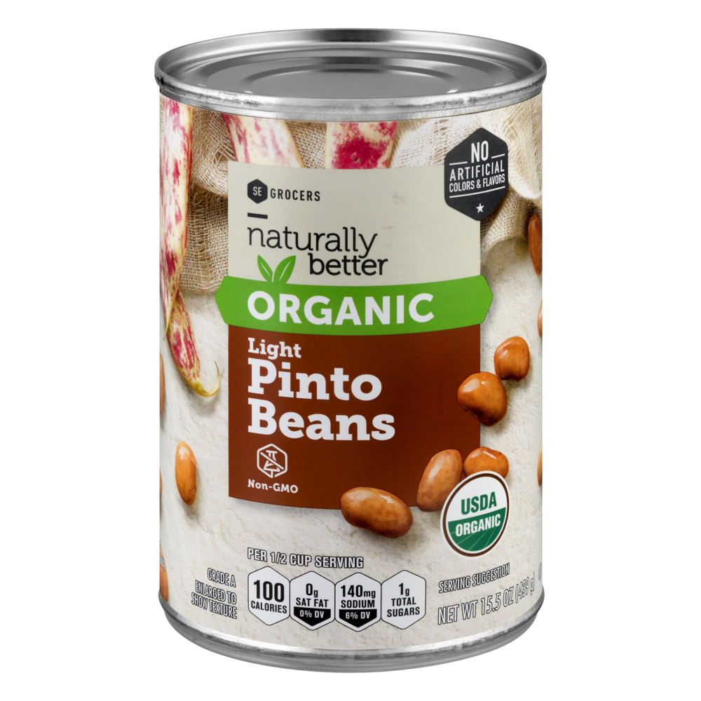 slide 1 of 1, SE Grocers Naturally Better Organic Beans Pinto Light, 15.5 oz