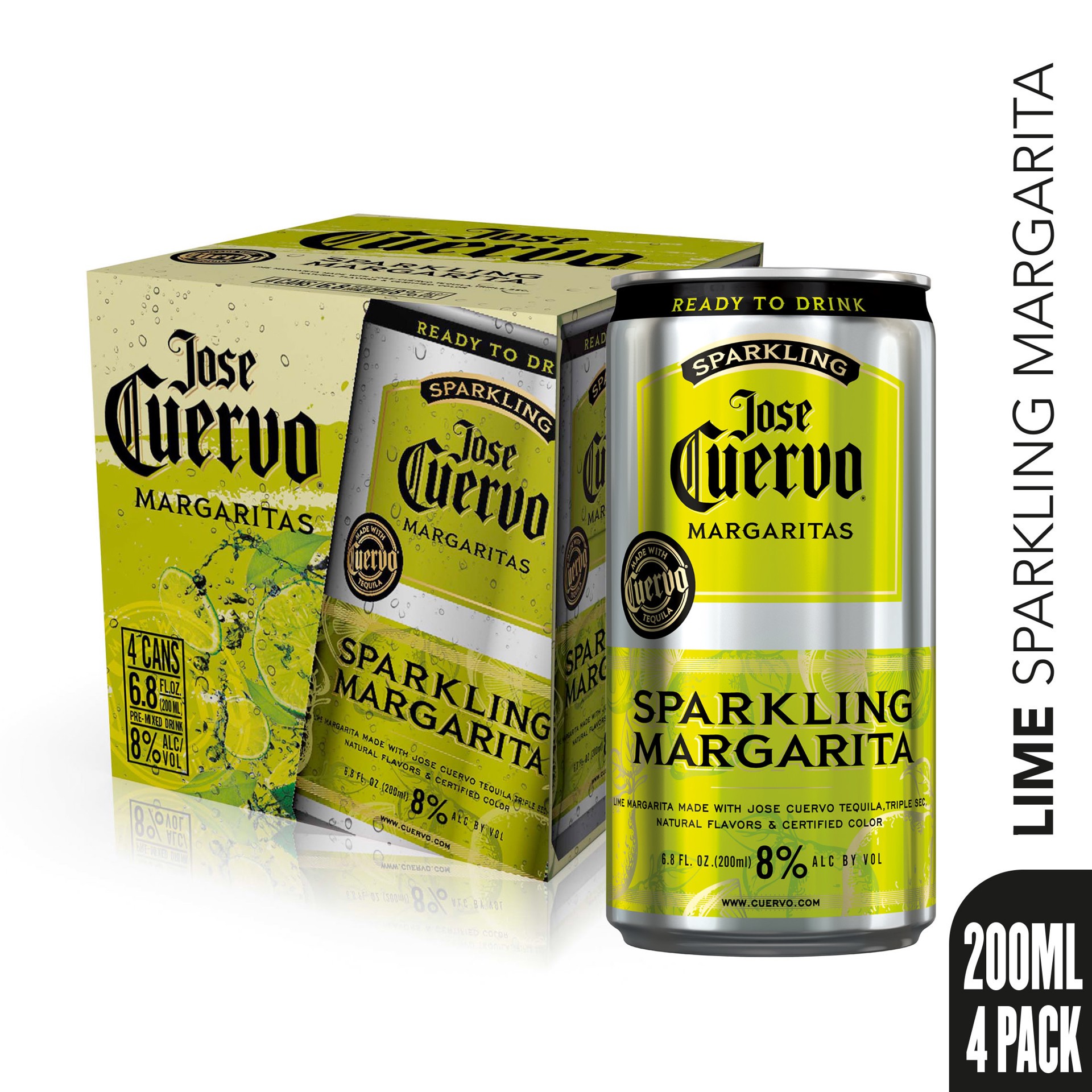 slide 3 of 5, Jose Cuervo Sparkling Margarita Ready to Drink Cocktail - 4-200 ml, 4 ct; 6.8 fl oz