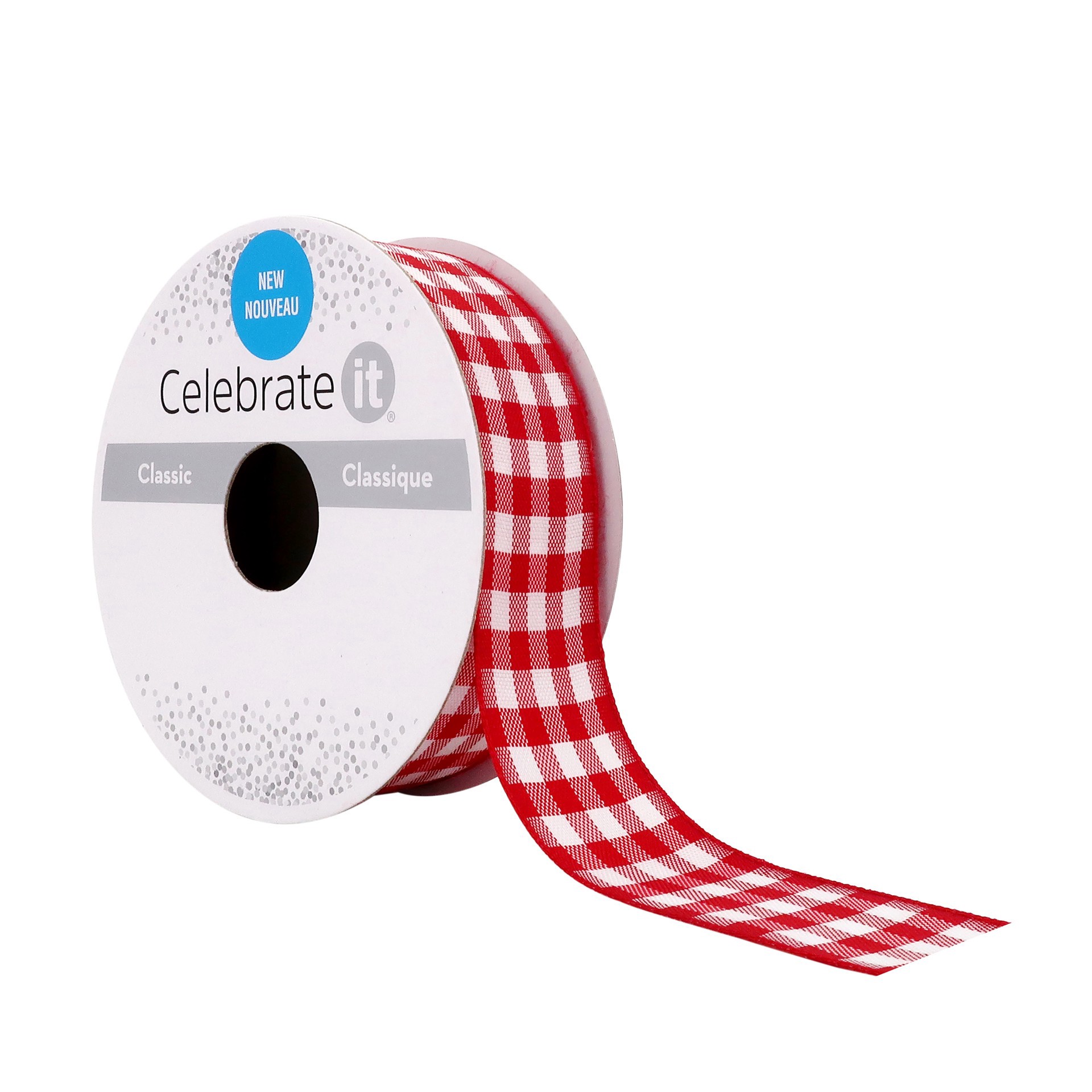 slide 2 of 4, 7/8'' X 5yd. Gingham Ribbon By Celebrate It, 7/8 in x 5 yd