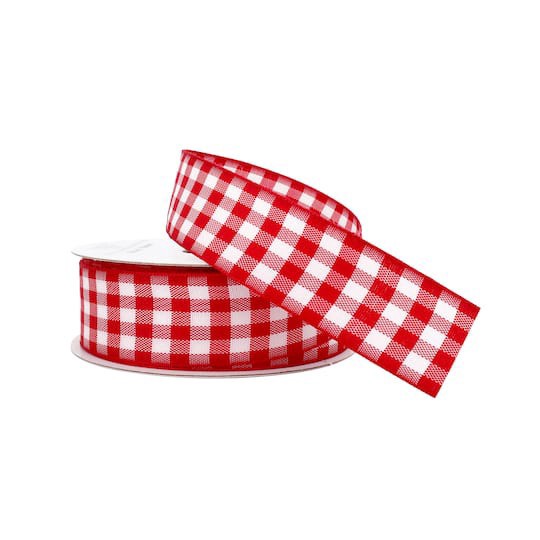 slide 1 of 4, 7/8'' X 5yd. Gingham Ribbon By Celebrate It, 7/8 in x 5 yd