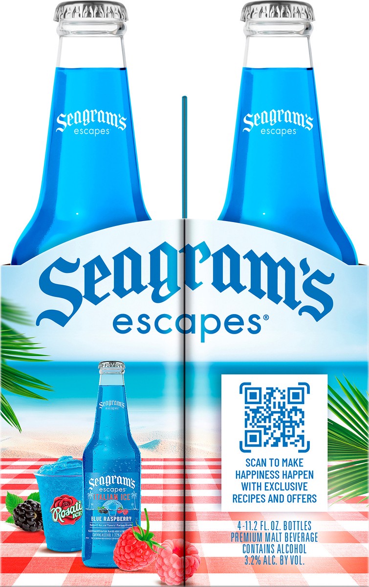 slide 4 of 8, Seagram's Blue Raspberry Italian Ice 4 Pack, 11.2 oz