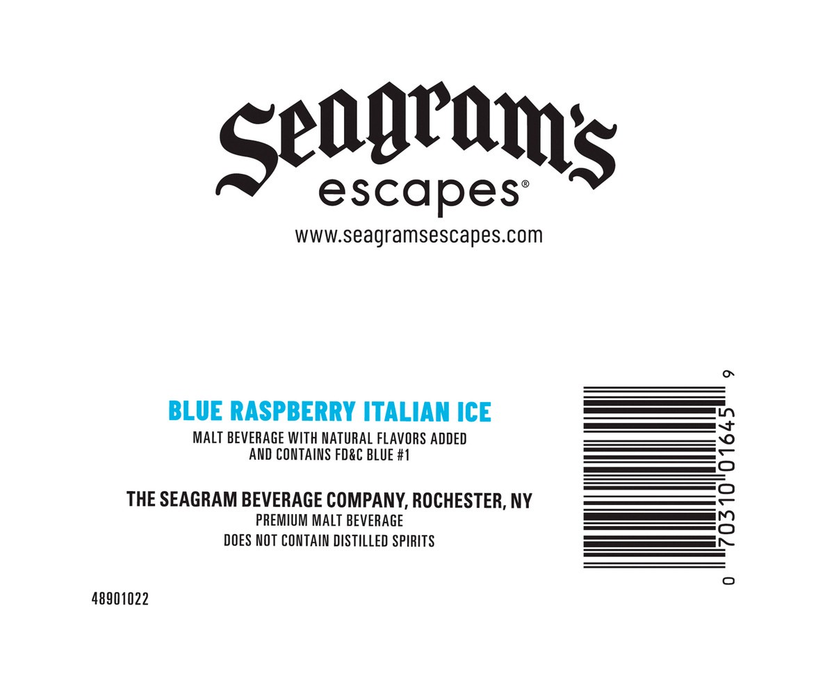 slide 5 of 8, Seagram's Blue Raspberry Italian Ice 4 Pack, 11.2 oz