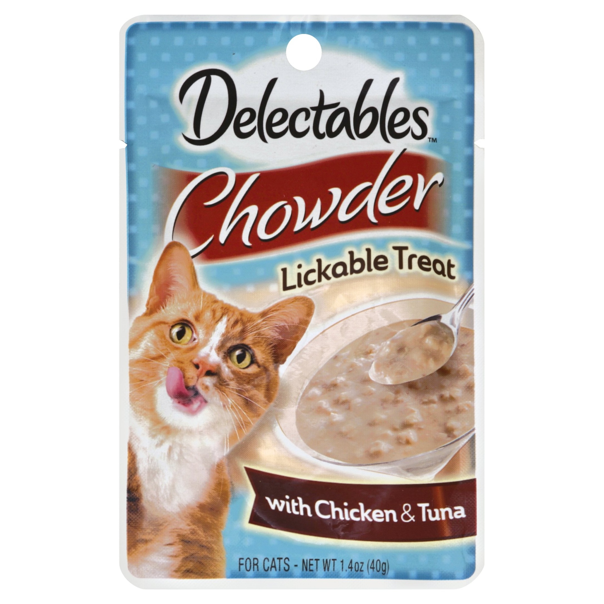 slide 1 of 1, Delectable Chowder Chicken and Tuna Cat Treat, 1.4 oz