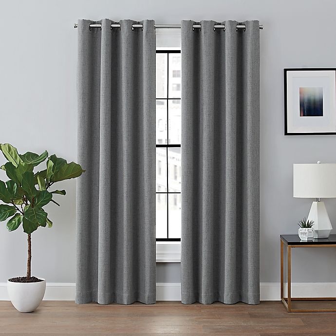 slide 1 of 8, Brookstone Renwick Grommet 100% Blackout Lined Window Curtain Panel - Grey, 95 in