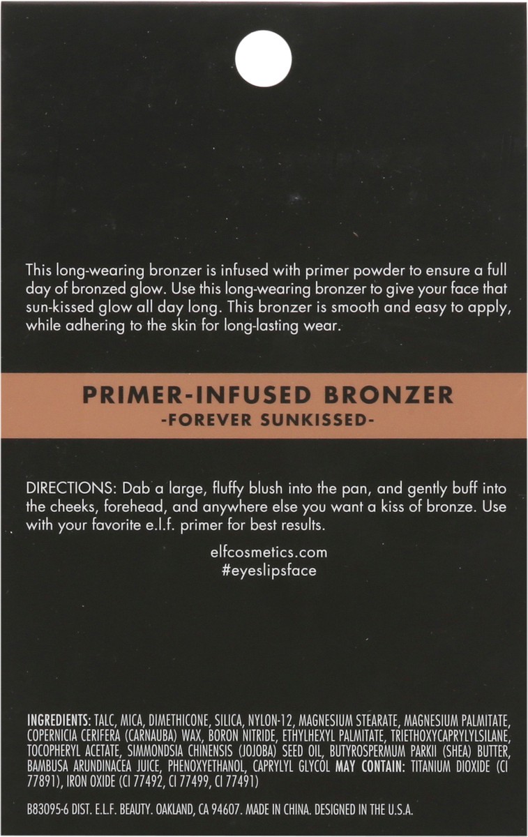 slide 5 of 9, e.l.f. Primer-Infused Bronzer, Forever Sunkissed, 0.35 oz