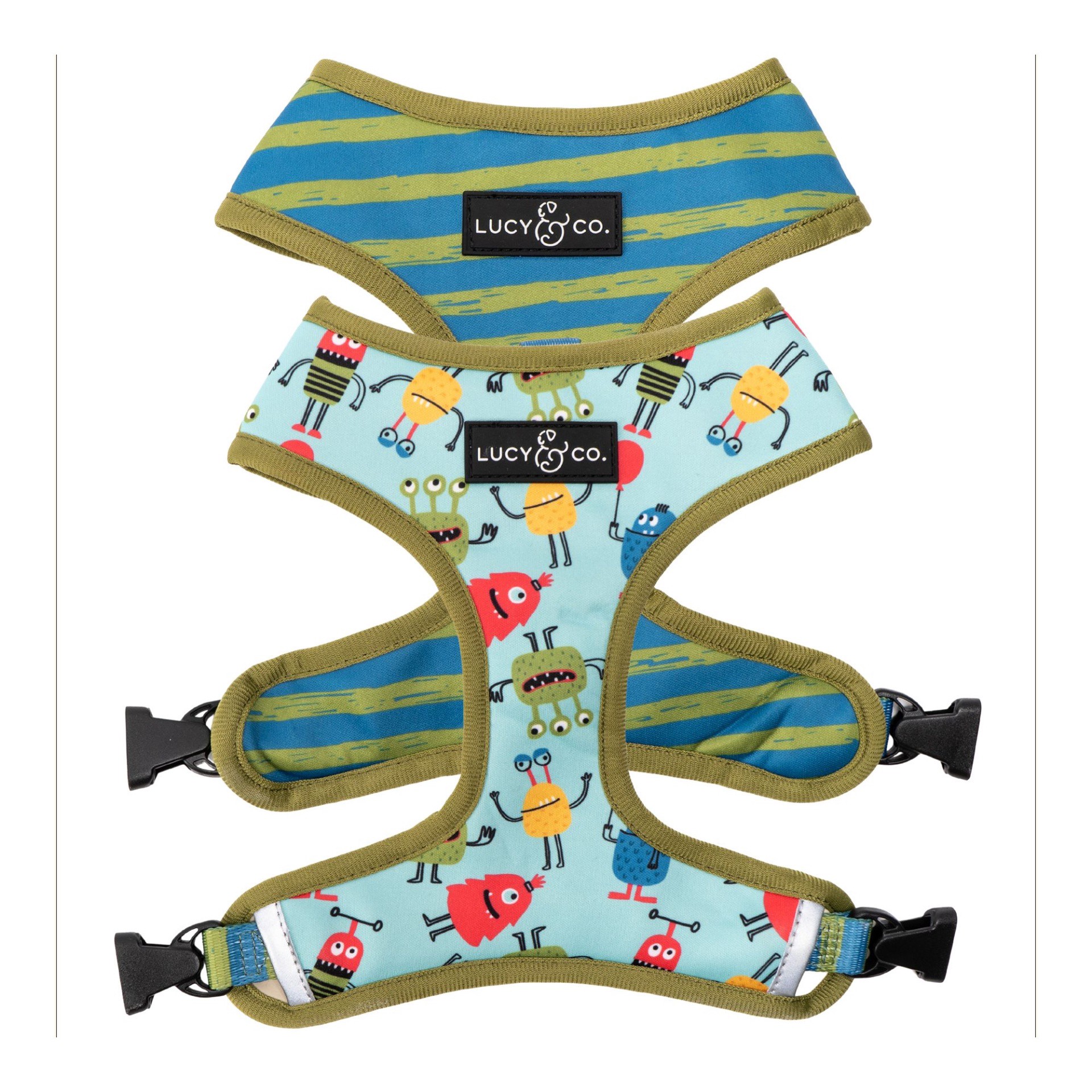 slide 1 of 1, Lucy & Co. Monster Mingle Reversible Dog Harness, 1 ct; X Large