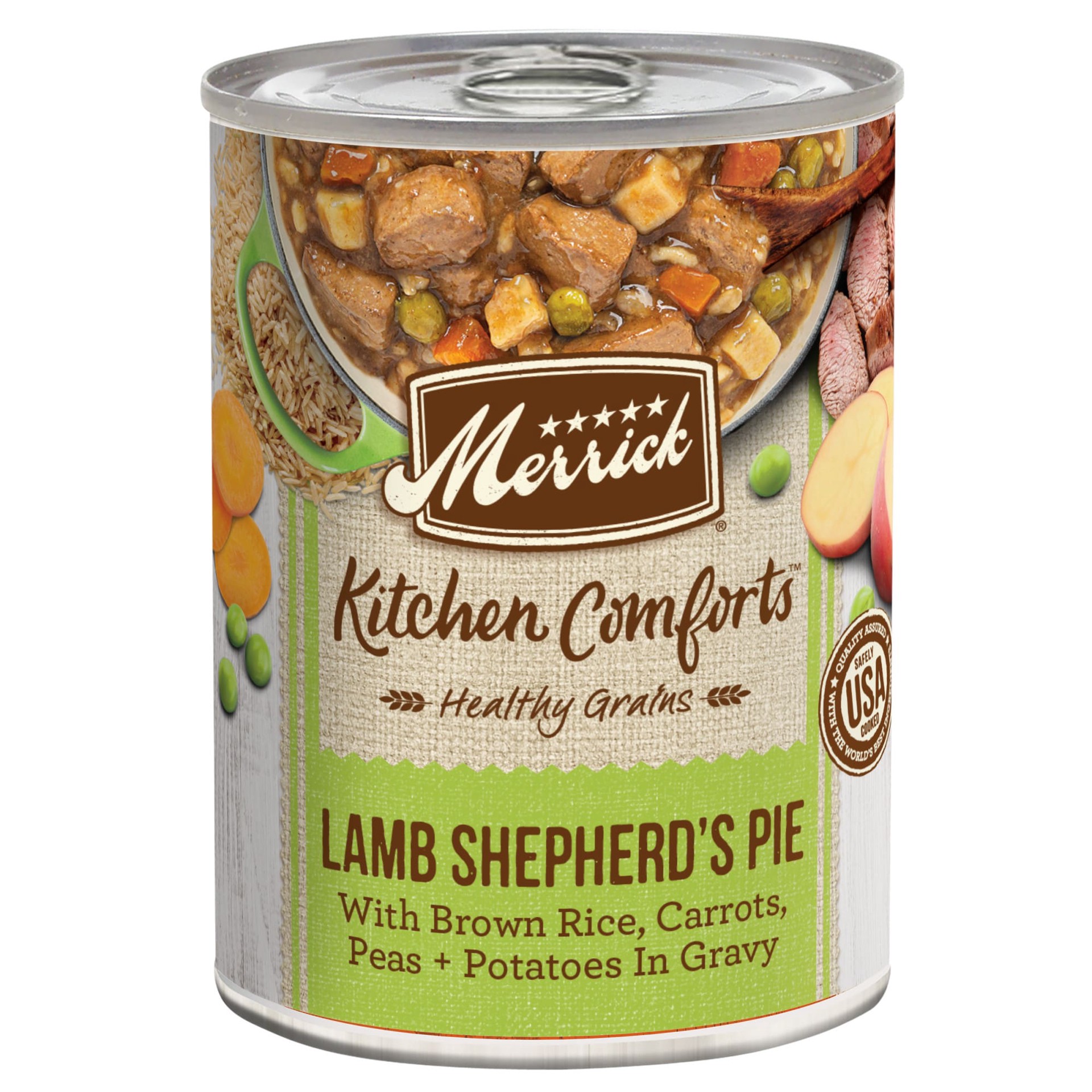 slide 1 of 9, Merrick Kitchen Comforts Healthy Natural Canned Adult Dog Food With Gravy, Shepherd''s Pie With Lamb And Rice, 12.7 oz