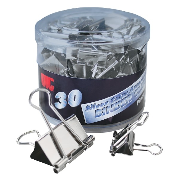 slide 1 of 6, OfficeMate Binder Clips - Assorted, 30 ct