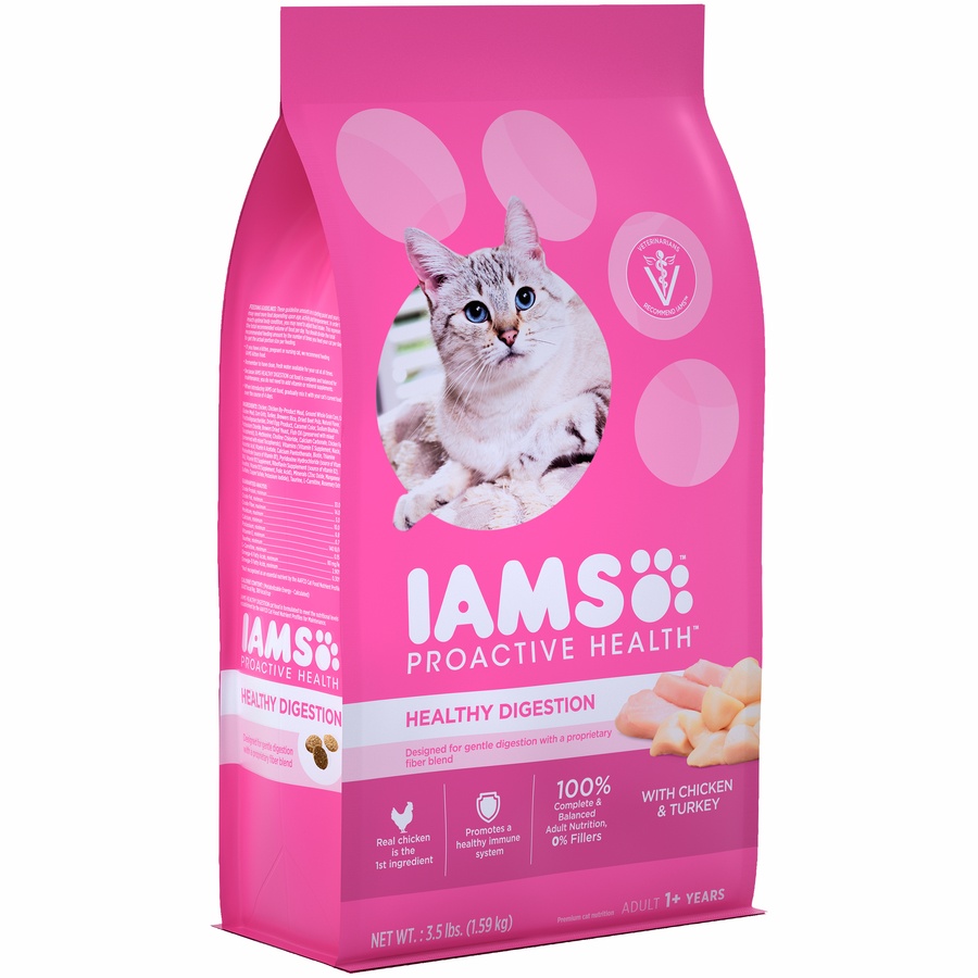 slide 2 of 9, IAMS Proactive Health Healthy Digestion Adult Cat Food With Chicken & Turkey, 3.5 lb